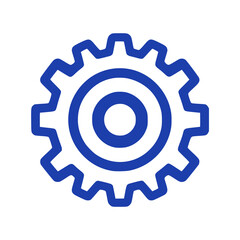 Blue outline of a gear on a white background
