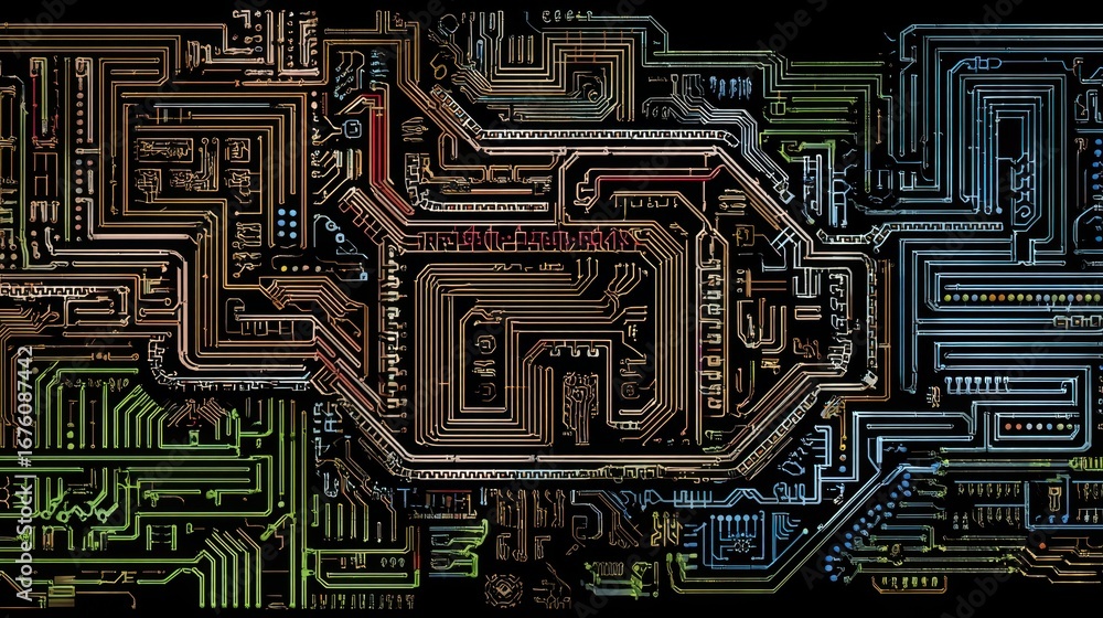 Aufkleber abstract circuit board design with tech maze elements