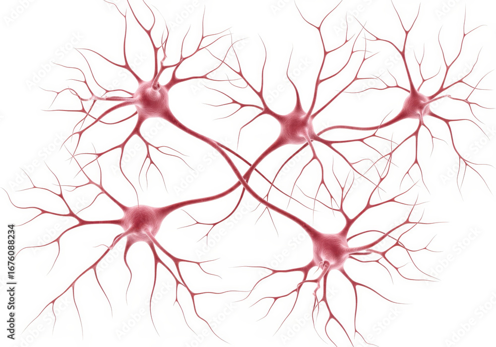 Poster intricate network of neurons on a white background highlighting neural connections