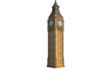 Big ben isolated on white background, png