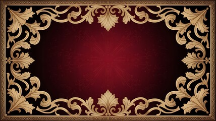 Ornate gold border on rich burgundy background