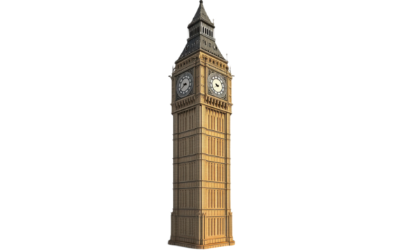 Big ben isolated on white background, png