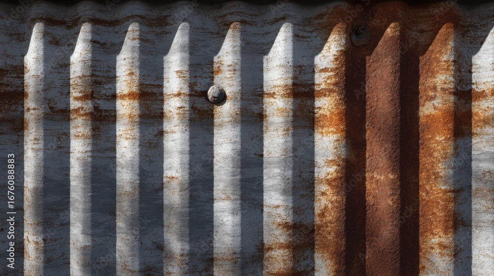Aufkleber textured corrugated metal sheet with rust and shadow patterns
