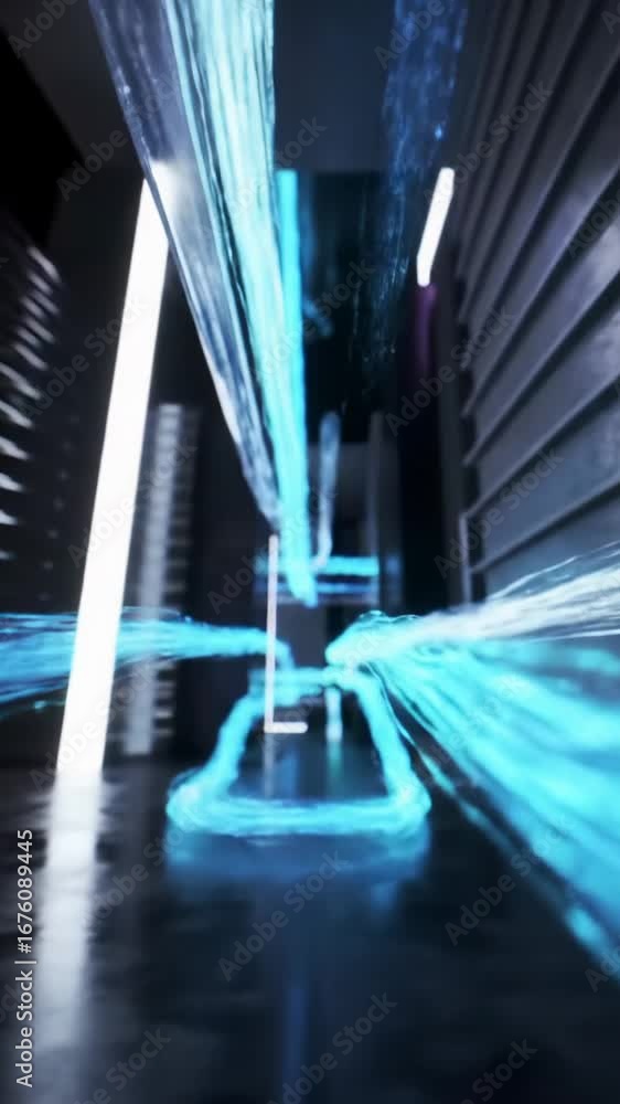 Aufkleber dynamic virtual drone video follows luminous data streams gliding through sleek digital conduits in 