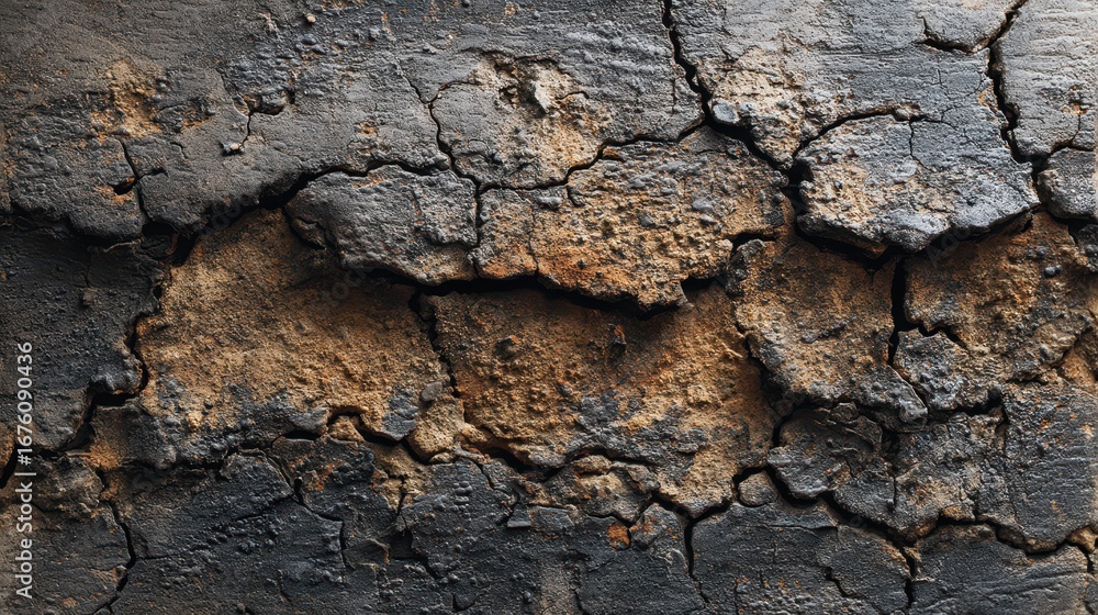 Aufkleber cracked and burned surface of a wall with texture and patterns