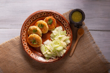 Potato cakes, a very popular homemade dish in many countries, in traditional Mexican cuisine they are known as 