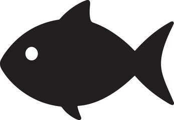 Monochrome Fish Icon: A sleek, stylized monochrome silhouette of a fish, rendered in elegant simplicity, perfect for use in design projects, web graphics, or as a symbol representing marine life.
