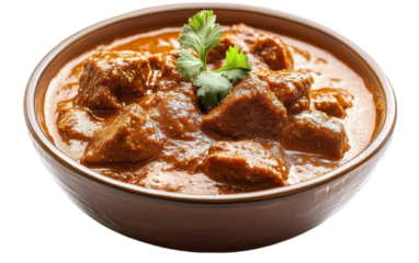 Chicken tikka masala isolated on white background, png