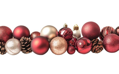 Christmas decorations with baulb isolated on white background, png