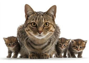 Fototapeta premium Mother cat with kittens