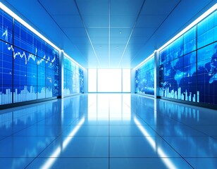 Modern tech corridor with screens