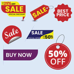 Collection of sale and discount tags for retail and marketing