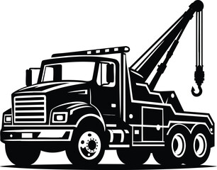 Naklejka premium Tow truck black silhouette vector illustration isolated on white background