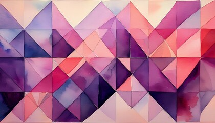 Obraz premium abstract watercolor painting with purple and pink hues and geometric shapes creating a soft pattern