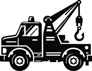 Naklejka premium Tow truck black silhouette vector illustration isolated on white background