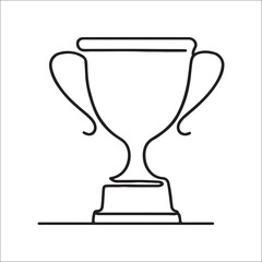 Minimalist Trophy Icon Design for Achievement Recognition and Success Celebration in Business and Sports Conceptual Illustration One Line Art