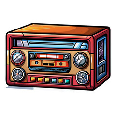 Fototapeta premium Retro cartoon style stereo, a nostalgic throwback to old technology devices