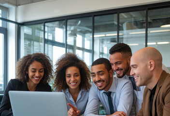 Obraz premium A diverse Business Team of men and women collaborating in an office