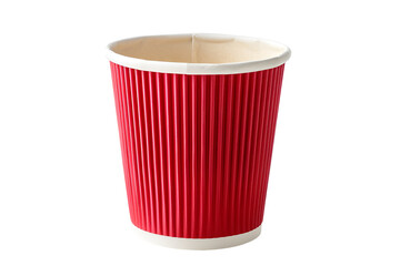 Red ribbed paper cup on black background