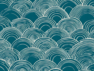 Minimal Japanese wave pattern seamless abstract 