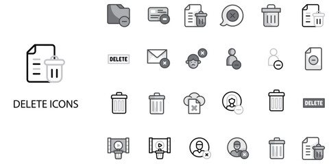 Delete simple concept 24 Grew color icons set .Vector illustration.