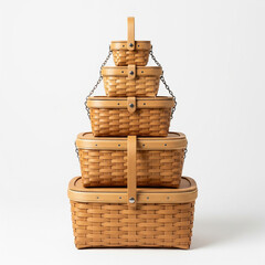 a stack of baskets on a white background
