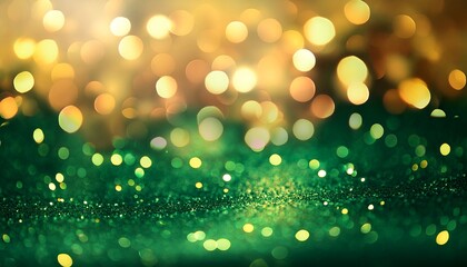 Obraz premium abstract green and gold bokeh light background