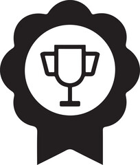 Award ribbon with trophy icon symbolizing victory and achievement