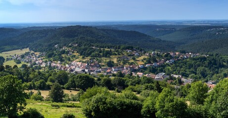 panorama view of the picturesque village of Dabo in the Moselle Department of France