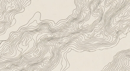 Abstract Topographic Map with Contour Lines on Light Background for Cartography and Design