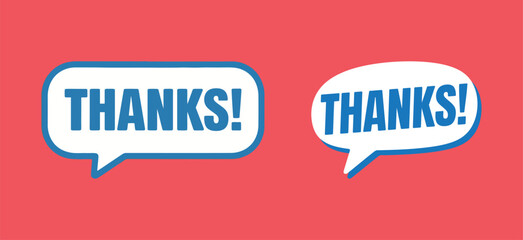 Two speech bubbles with the word 