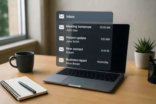 Email Inbox Notification On Laptop Desk