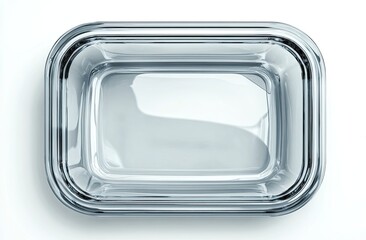 Empty rectangular glass food container