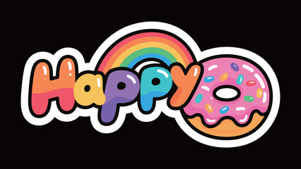 A bold and colorful graphic sticker featuring the word 