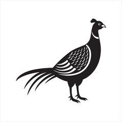 Pheasant silhouette icon vector flat illustration on white background.