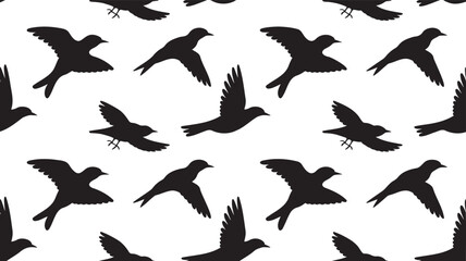 Seamless Black Silhouette Pattern Collection – Minimal Vector Shapes on Transparent Background