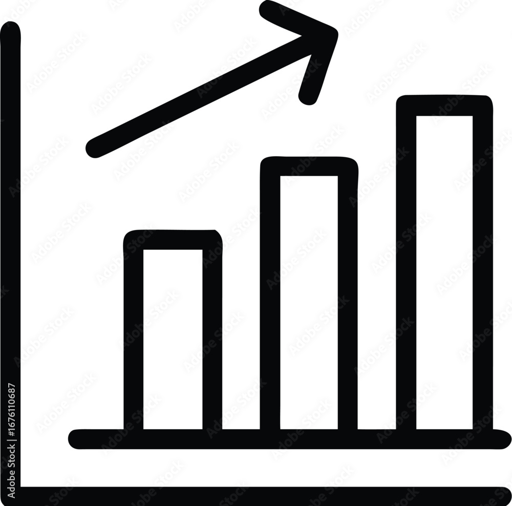 Aufkleber vector art of line graph with upward arrow indicating growth and progress