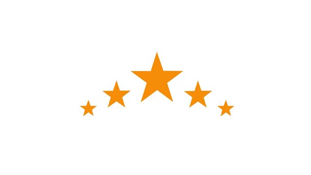 rating success with Five Stars animation. Quality evaluation. Rating Star Interactive 5 Star Rating Animation for Customers. five star rating icon animated video.