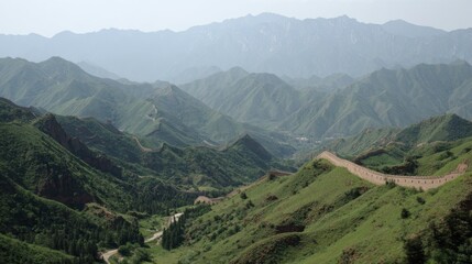 Fototapeta premium Mountainous landscape with a wall