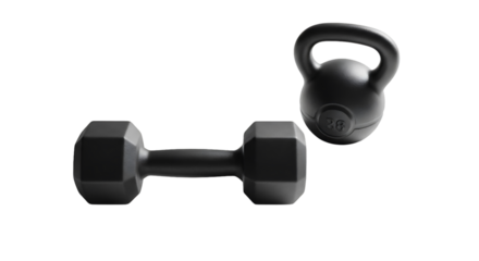 Dumbbell and kettlebell isolated on Transparent background