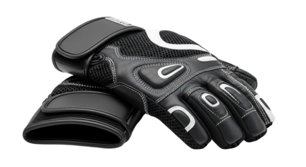Pair of black and white workout gloves isolated on Transparent background