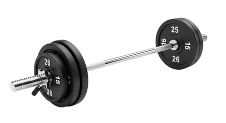 Barbell with weight plates isolated on Transparent background