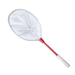 White badminton racket with red handle and white grip isolated on transparent background for sports and recreation