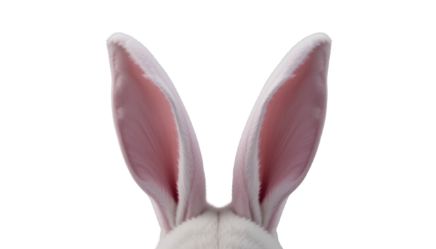 Detailed Digital Illustration of Pink Rabbit Ears from Front View isolated on transparent background