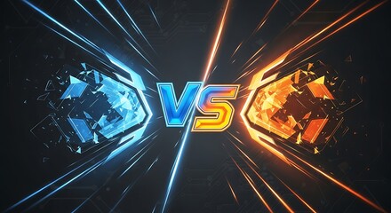 Dynamic blue vs orange concept with VS letters, perfect for gaming, esports, tech battles, or competitive challenges, conveying energy