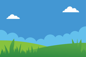 landscape with green grass and blue sky