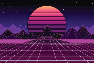 retro sci fi background futuristic with purple