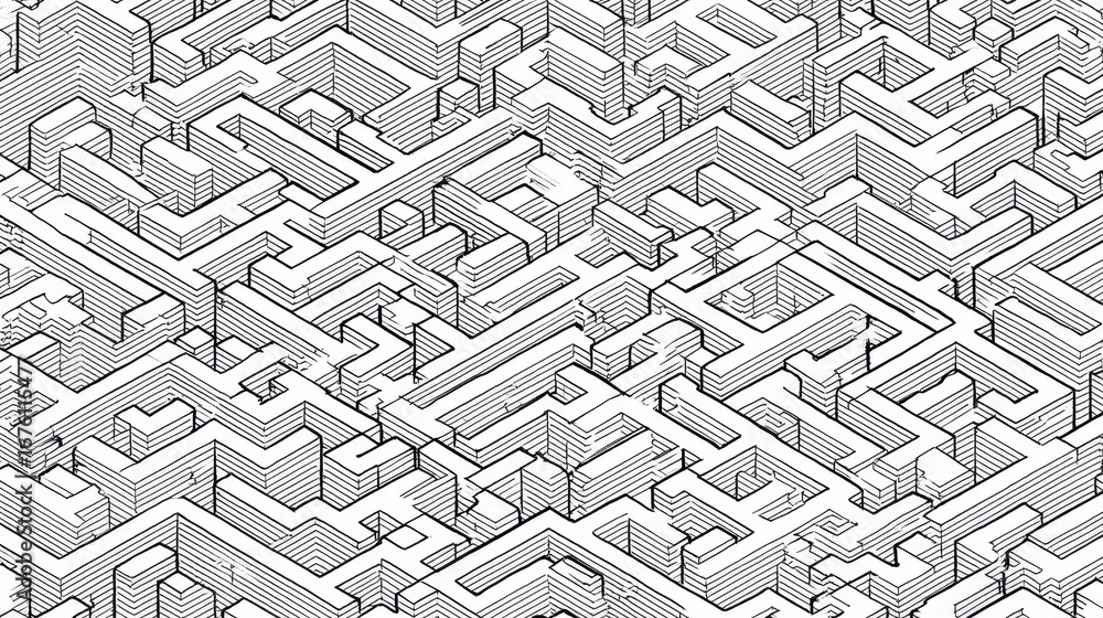 Poster intricate simple line art maze pattern for creative projects