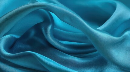 Obraz premium Smooth Silk Fabric with Elegant Folds in Rich Aqua Color