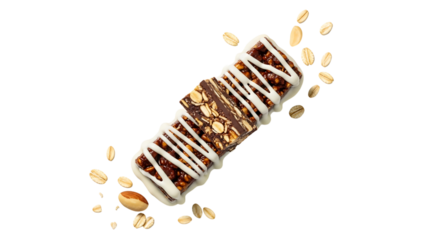 Energy bar with oats and nuts isolated on Transparent background